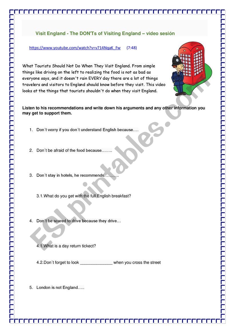 The DONÃ¯Â¿Â½Ts of Visiting England â€“ video sesiÃ³n 