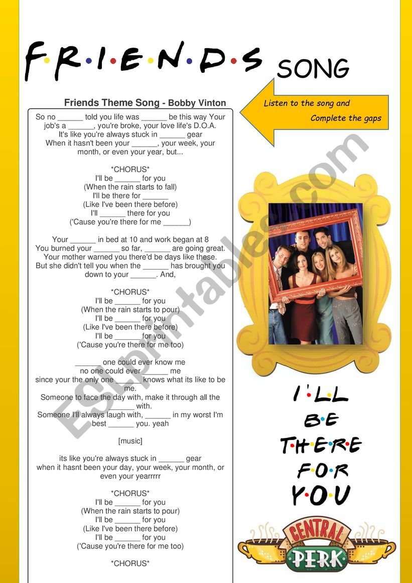 Friends Theme Song worksheet