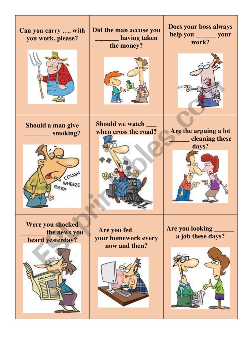 Verbs + prepostions worksheet