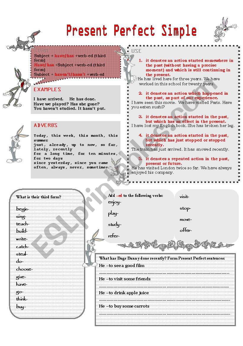 PRESENT PERFECT SIMPLE worksheet