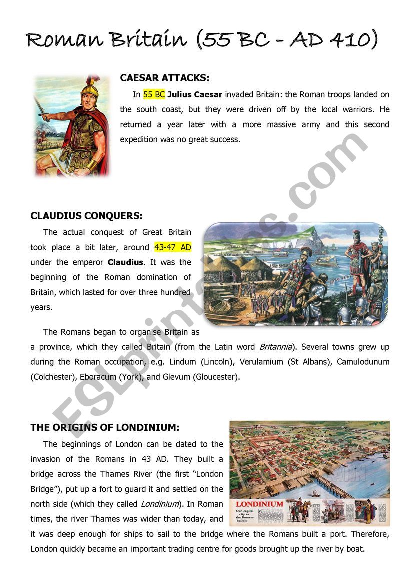 Roman Britain worksheet