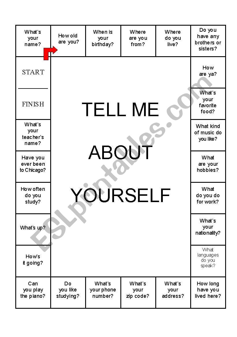 Tell Me About Yourself (board game, black/white version)