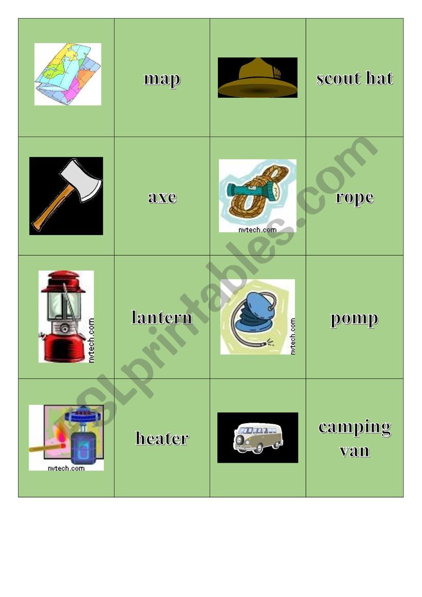 camping items (matching) worksheet