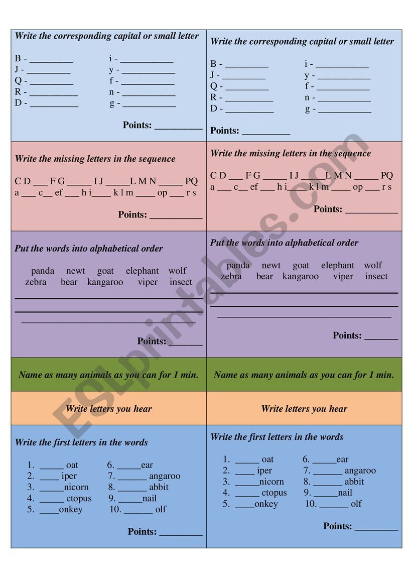 ABC test worksheet