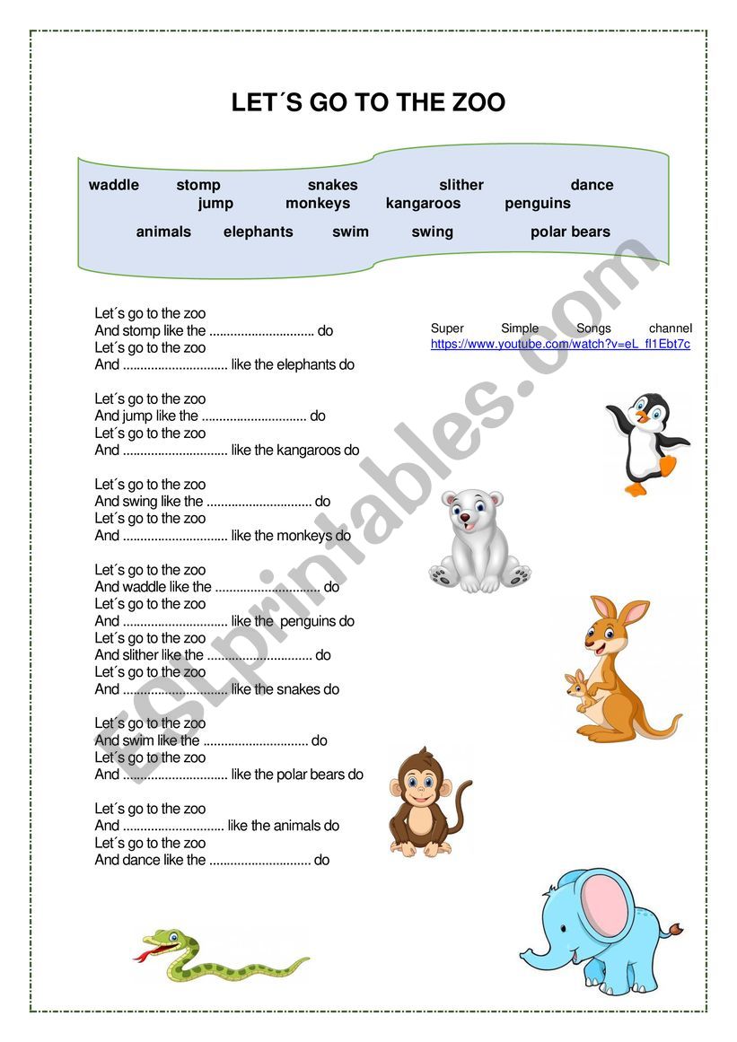LetÂ´s go to the zoo worksheet