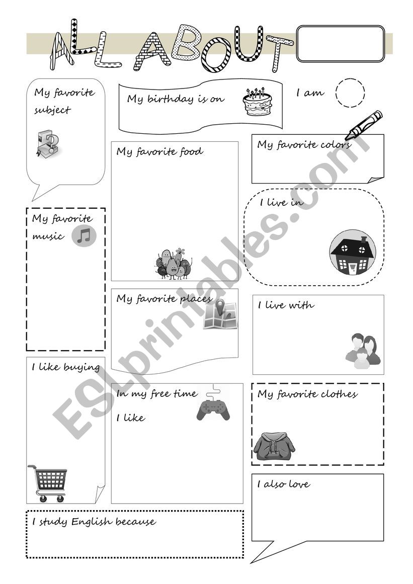 All about me worksheet