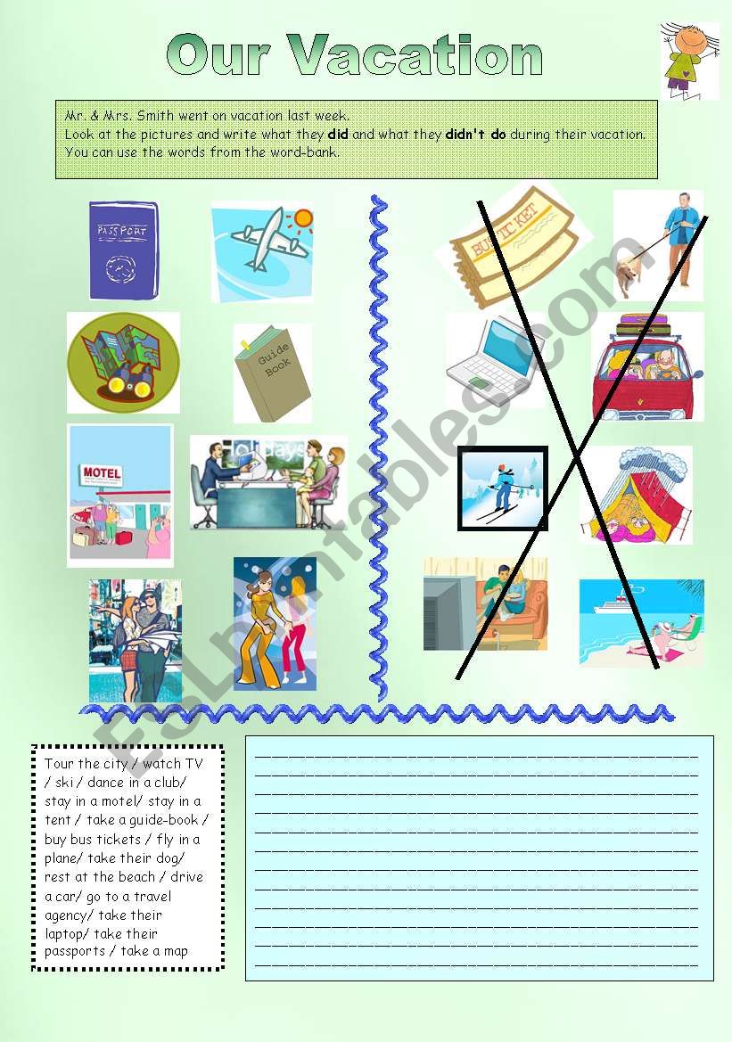 Our vacation -(past simple) worksheet