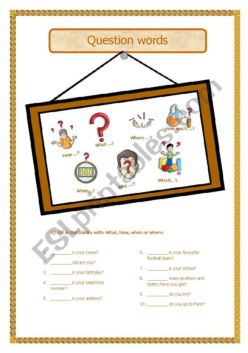 Question Words worksheet