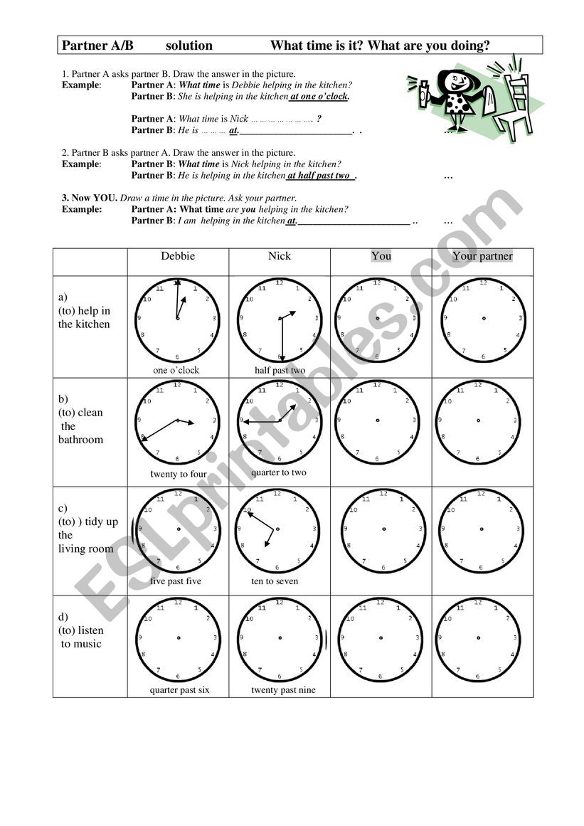 time and activities worksheet