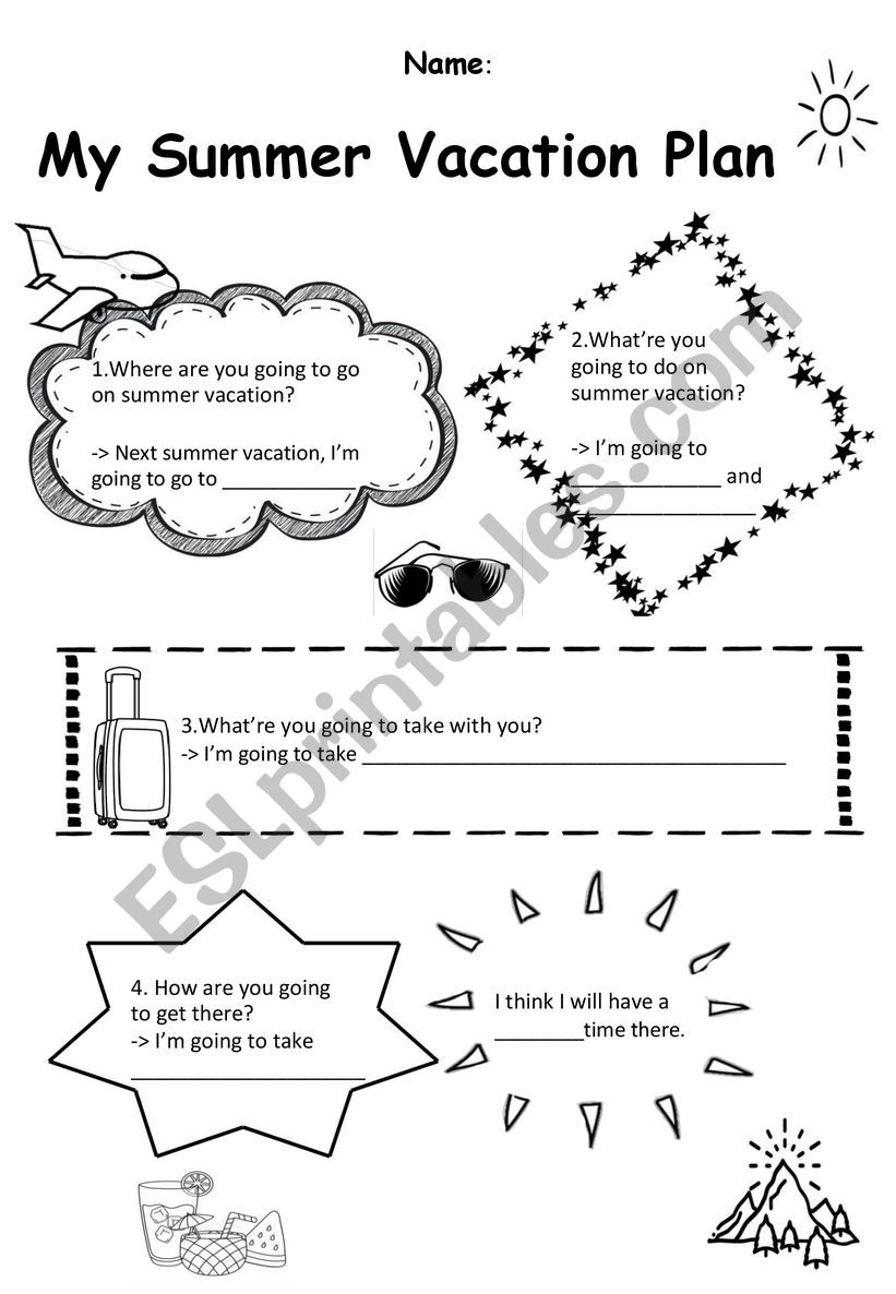 Printable My Summer Vacation Worksheet