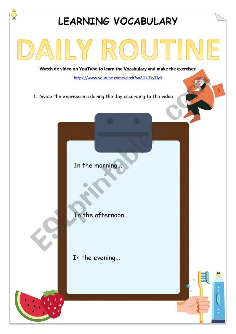 Daily Routine Vocabulary Exercise