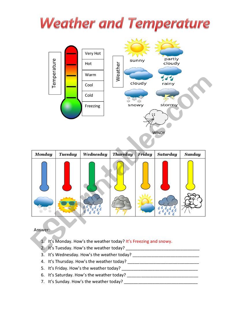 Weather and Temprature worksheet