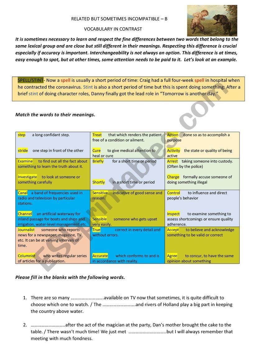 VOCABULARY IN CONTRAST B worksheet