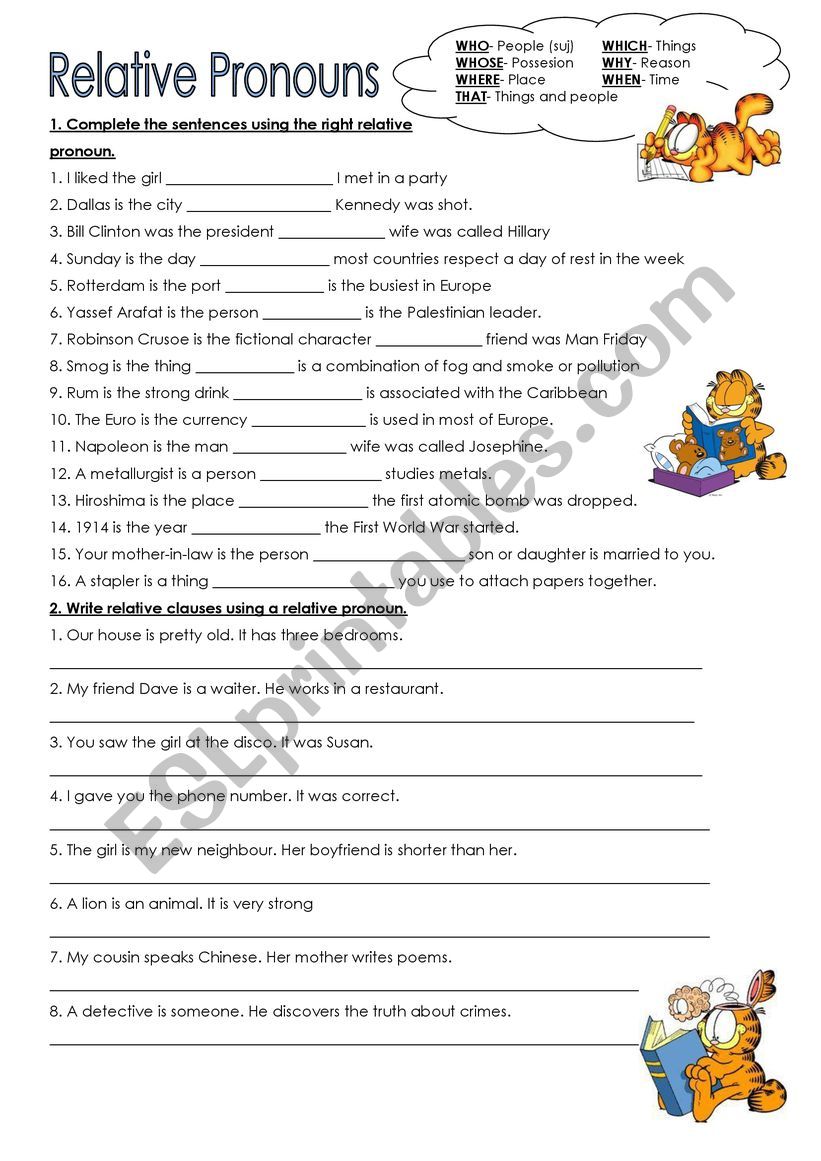 Relative pronouns!!  worksheet