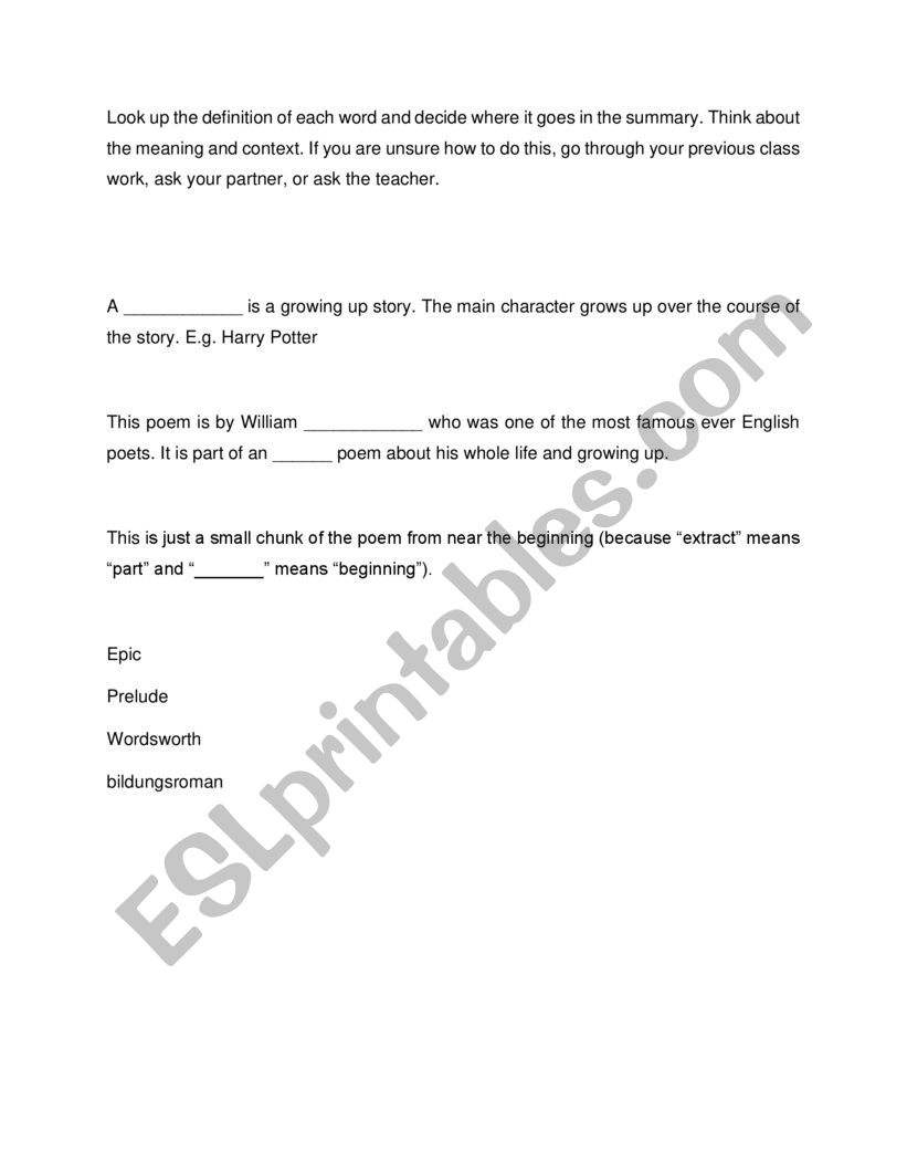 Extract from the Prelude LA worksheet