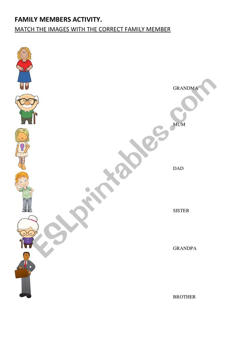 Family Members worksheet