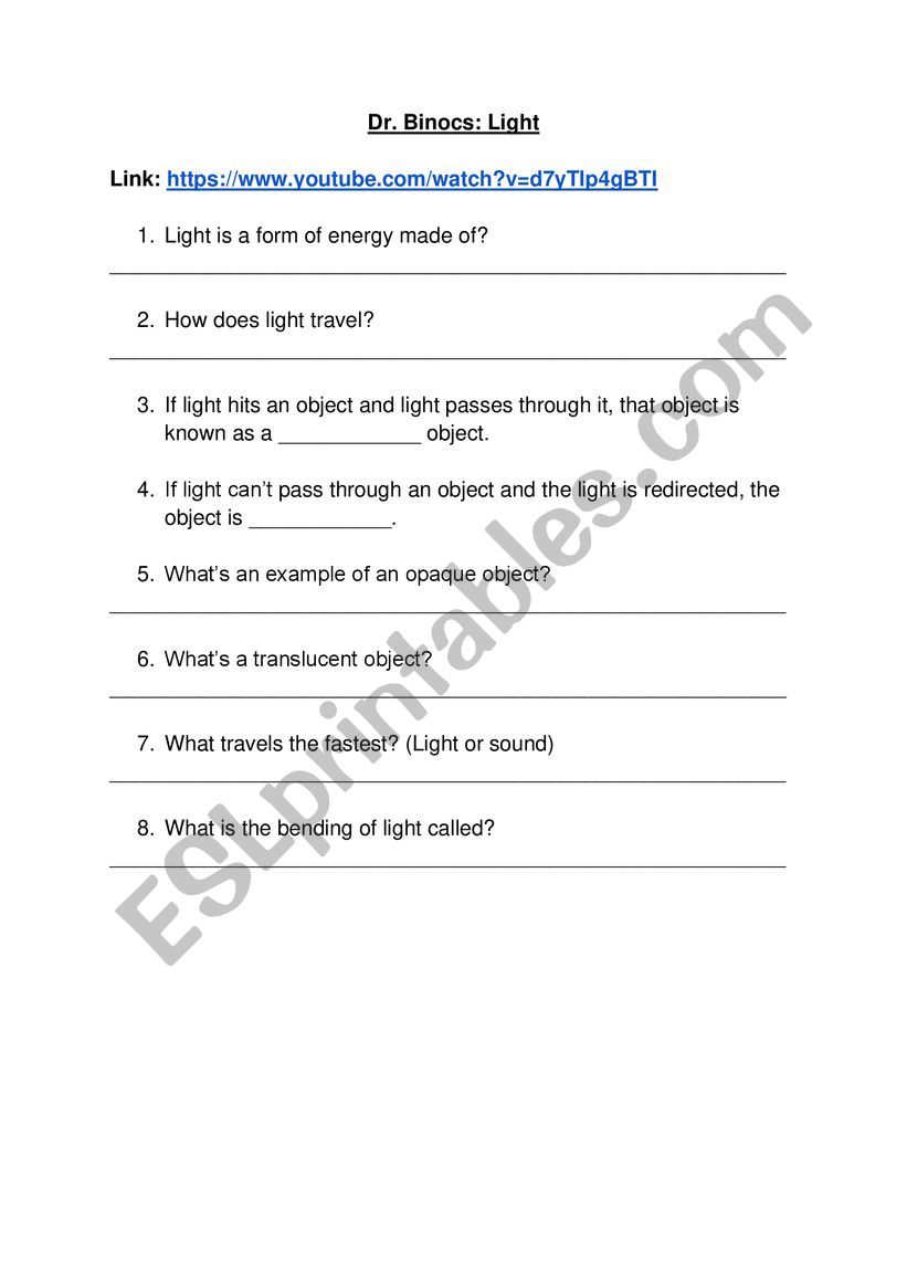 Dr. Binocs - Light - Video Questions