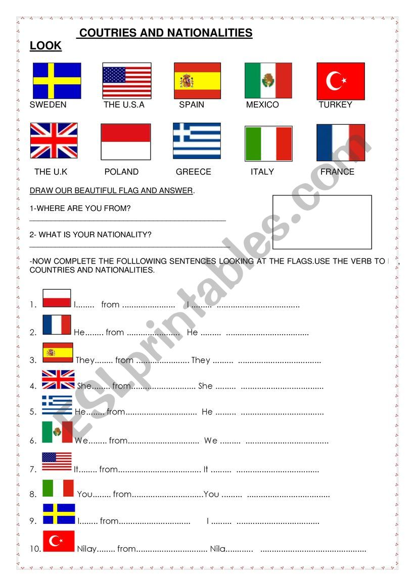 COUNTRIES, NATIONALITIES AND THE VERB TO BE 