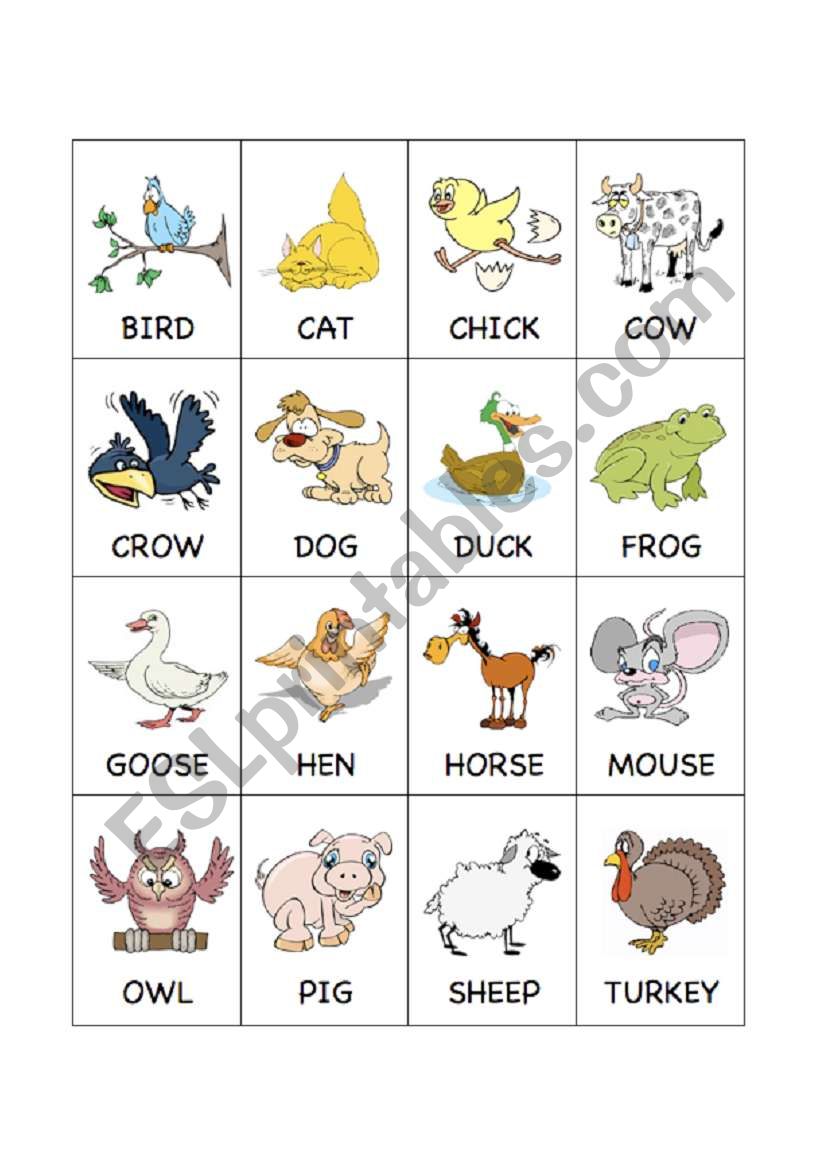 Barnyard Animal Flashcards 1 worksheet