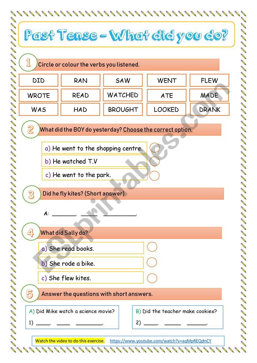 Past Simple - Watch a Video worksheet