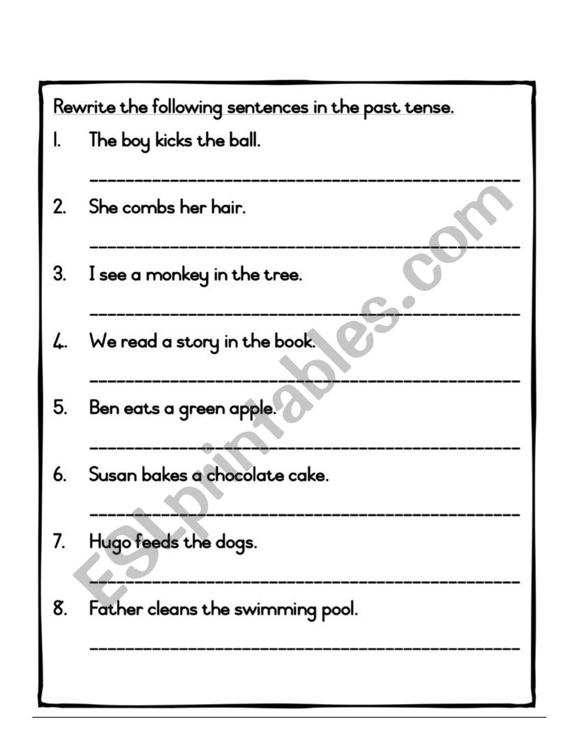 Change Sentences Into Past Tense ESL Worksheet By Yvon16