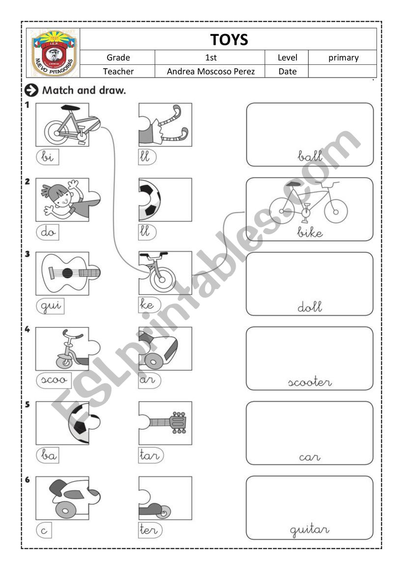 TOYS worksheet