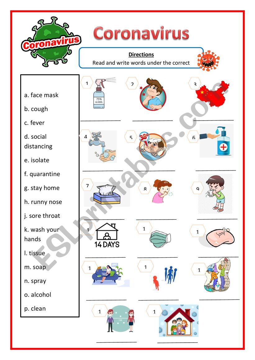 Coronavirus worksheet