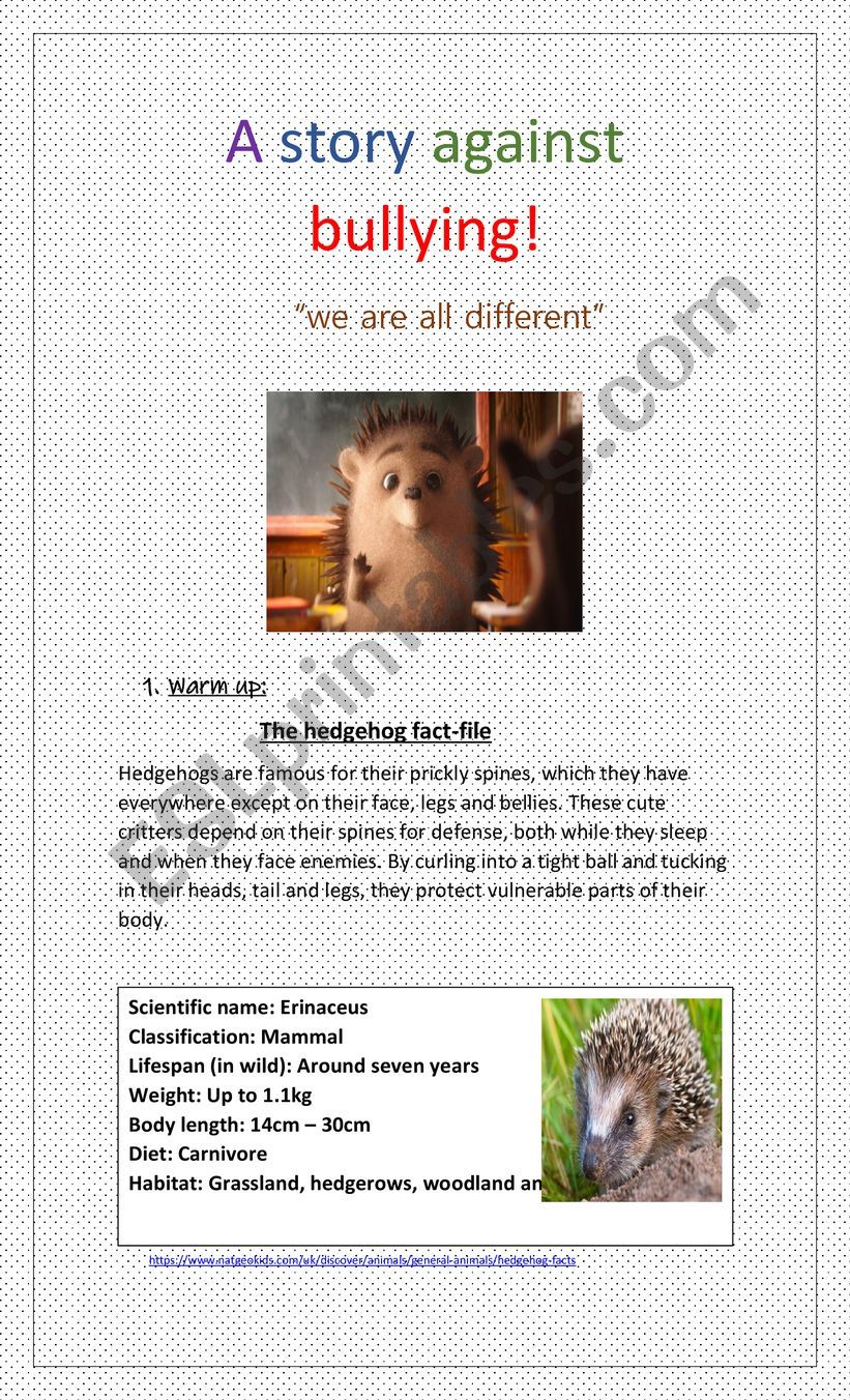A story against bullying  worksheet