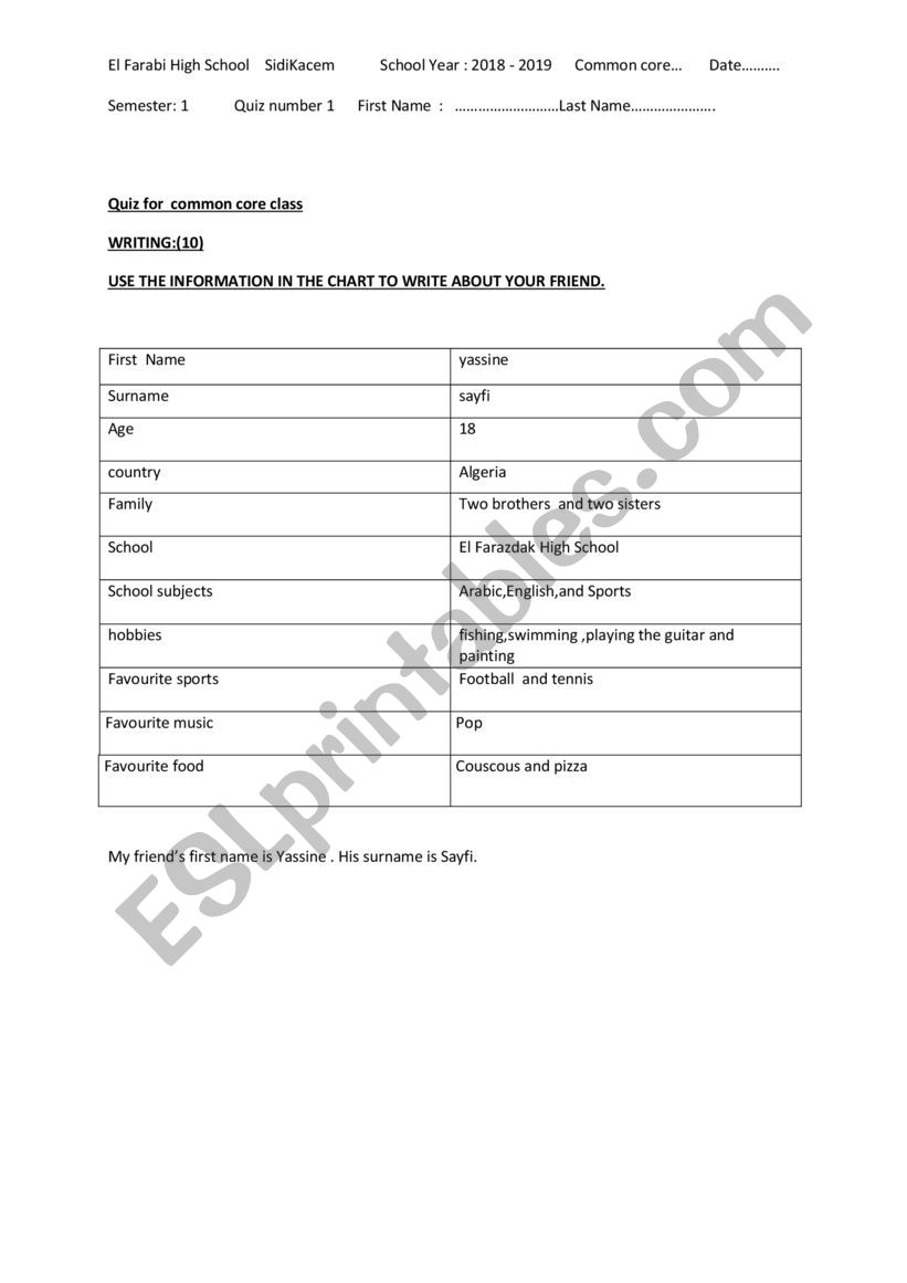 grammar worksheet