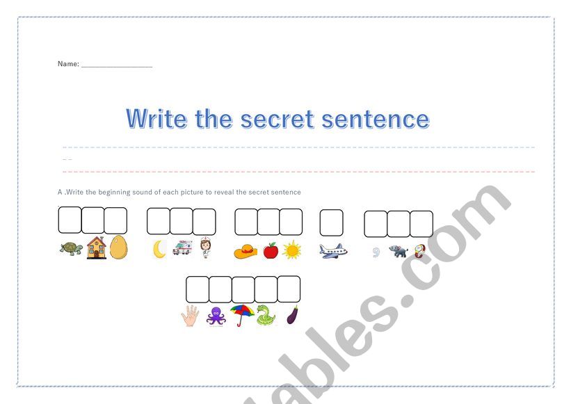 English Worksheets Secret Sentence Worksheet