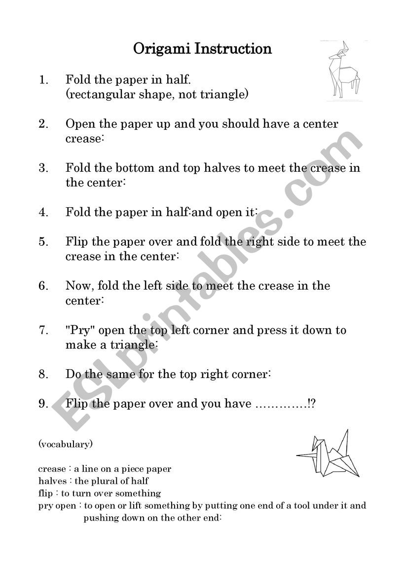 origami - boat worksheet