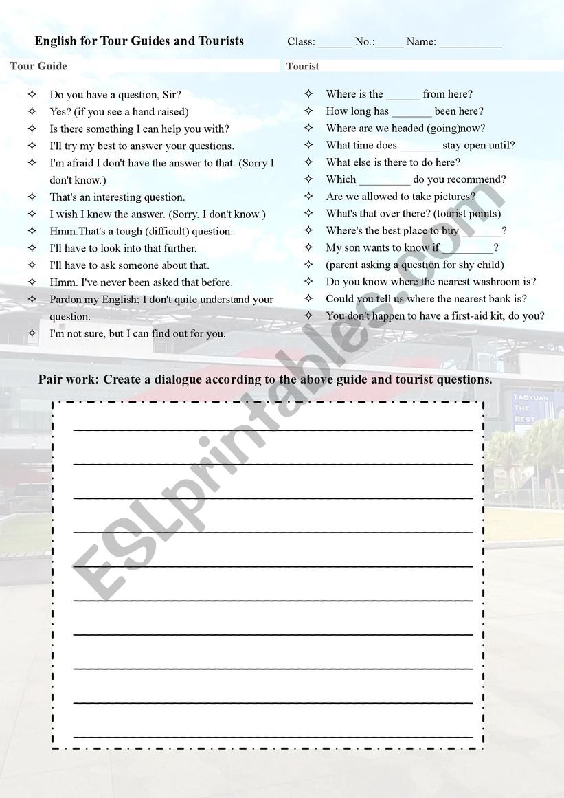 English for tour guides and tourists