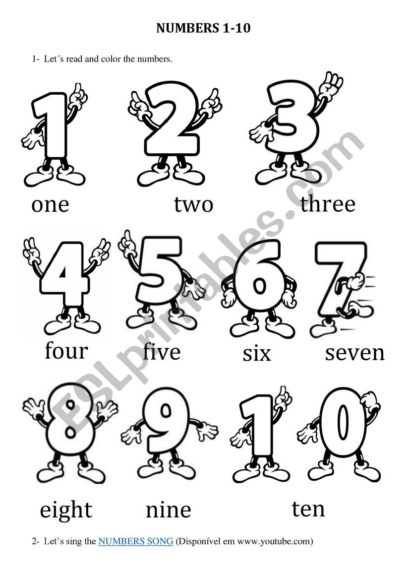 Numbers (1-10) - ESL worksheet by Wonderfulteacher