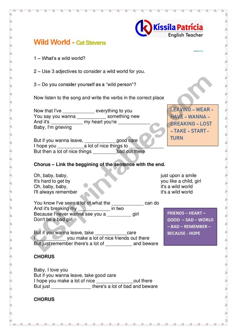 Wild World worksheet