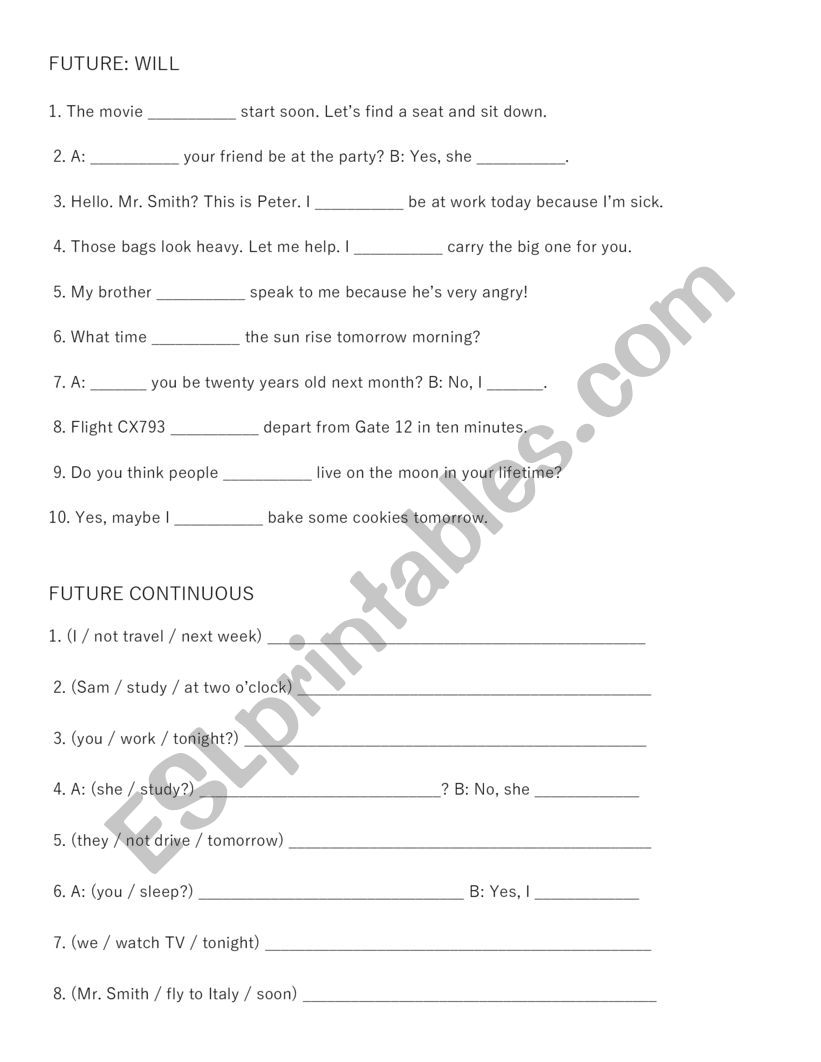 All Future Tenses worksheet