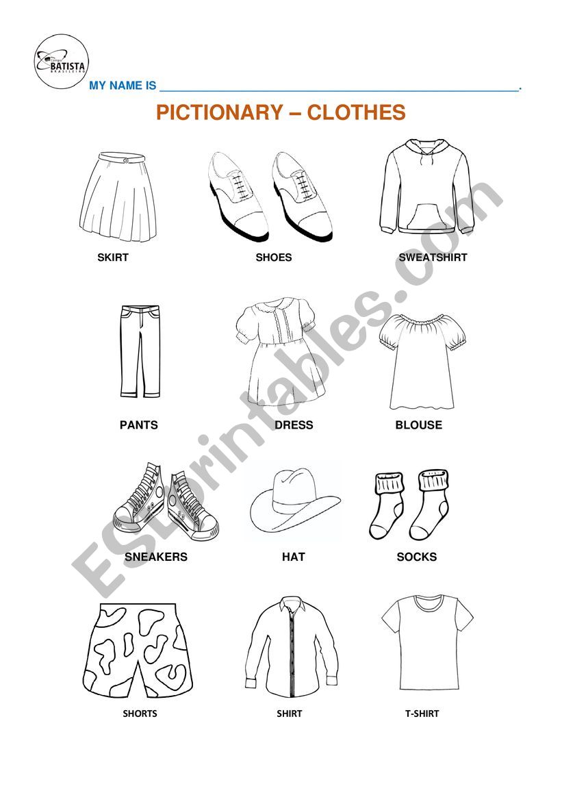 Clothes Pictionary worksheet