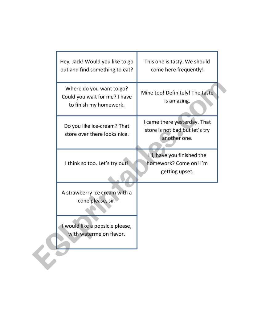 Matching story  worksheet