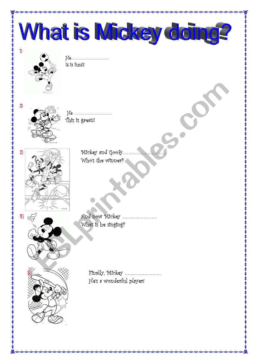 Whats Mickey doing? worksheet