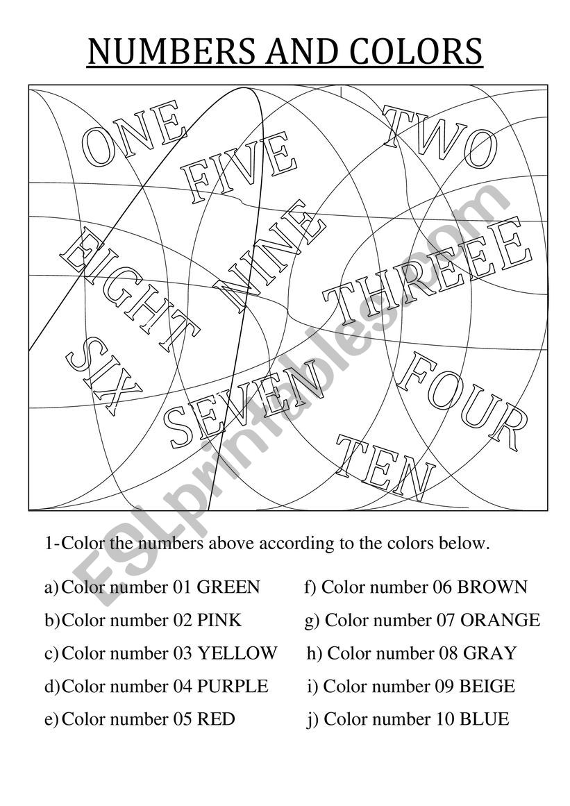 Numbers and Colors worksheet