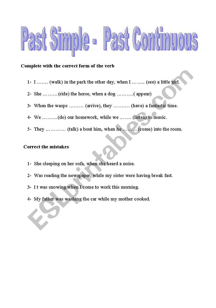 Past simple - Past Continuous worksheet