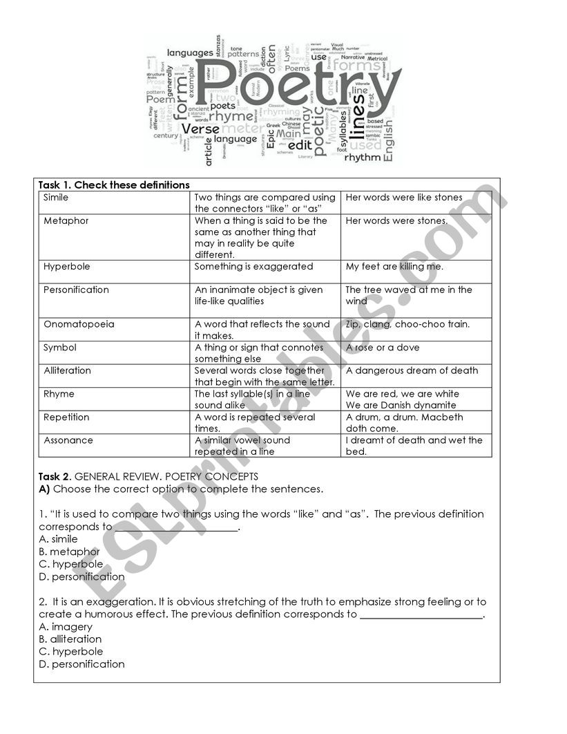 Basic Poetry  worksheet