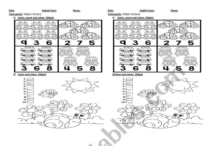 Numbers and colous worksheet