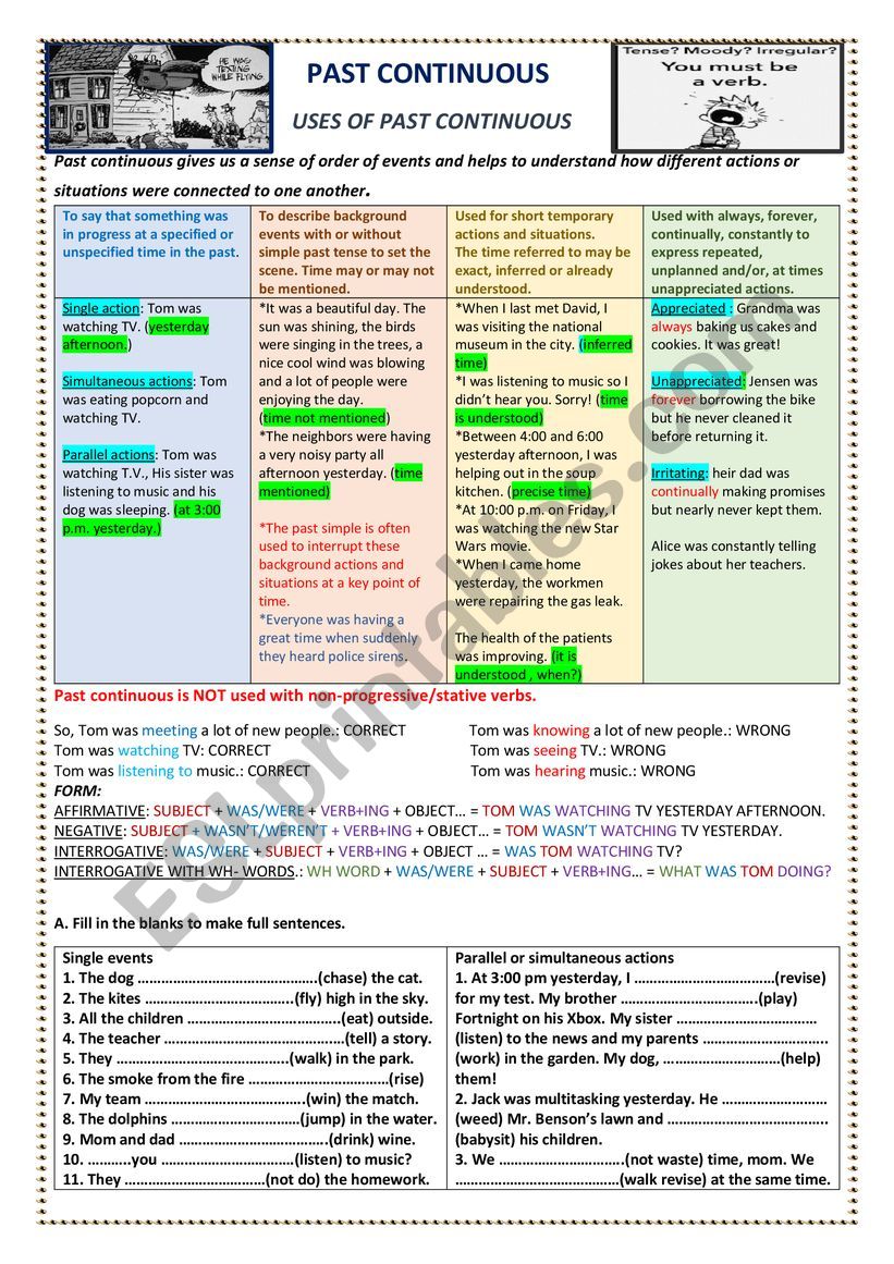 PAST CONTINUOUS worksheet