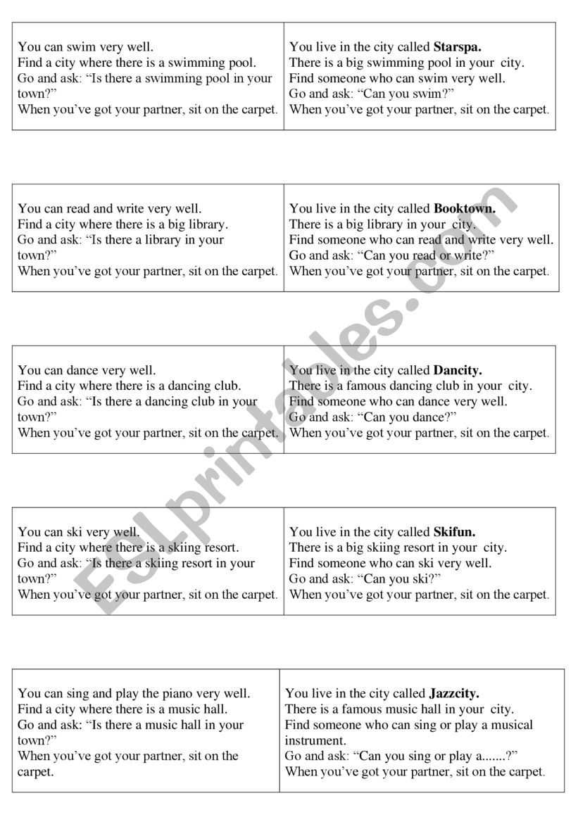 Comprehension reading and speaking game