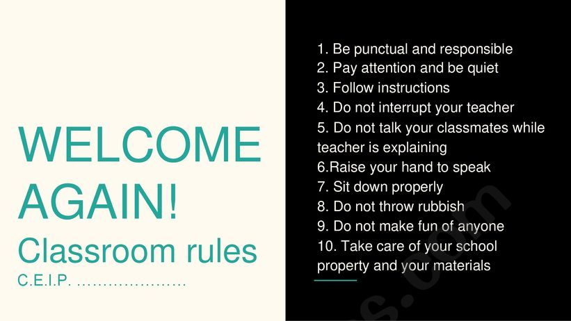 Classroom rules worksheet