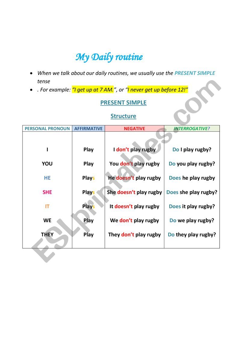 Daily routine _listening comprehension