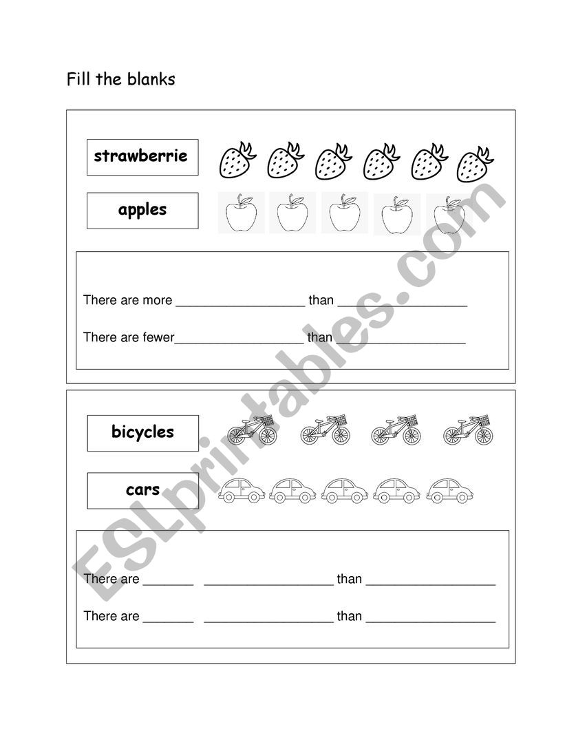 more-fewer worksheet