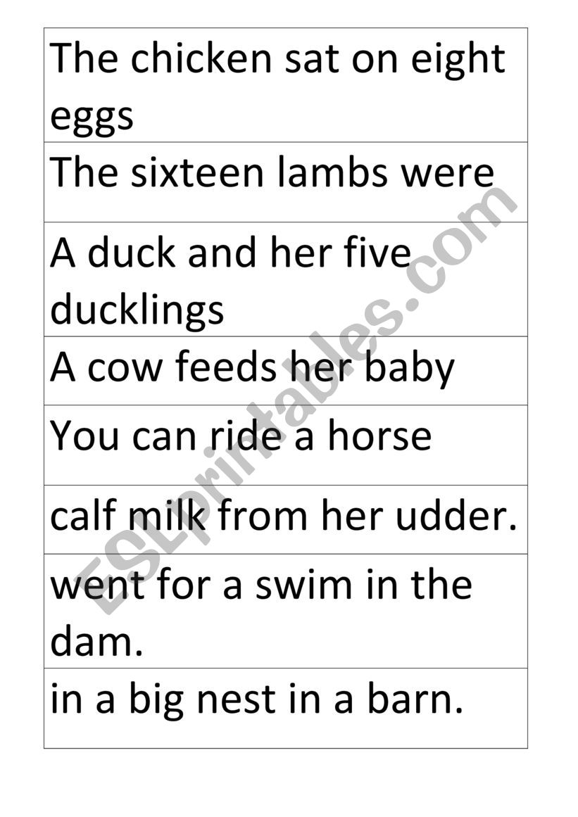 farm sentences worksheet