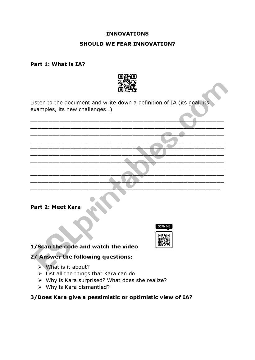 Innovation IA worksheet