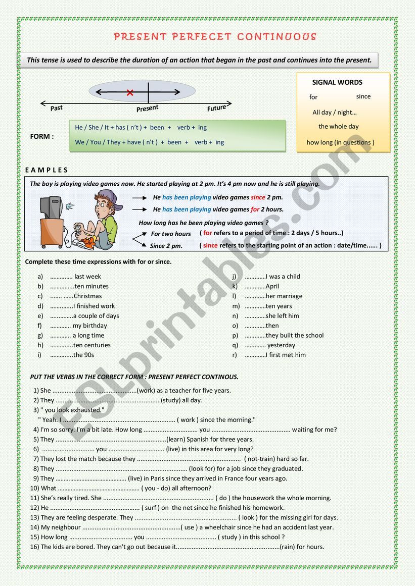 PRESENT PERFECT CONTINUOUS worksheet